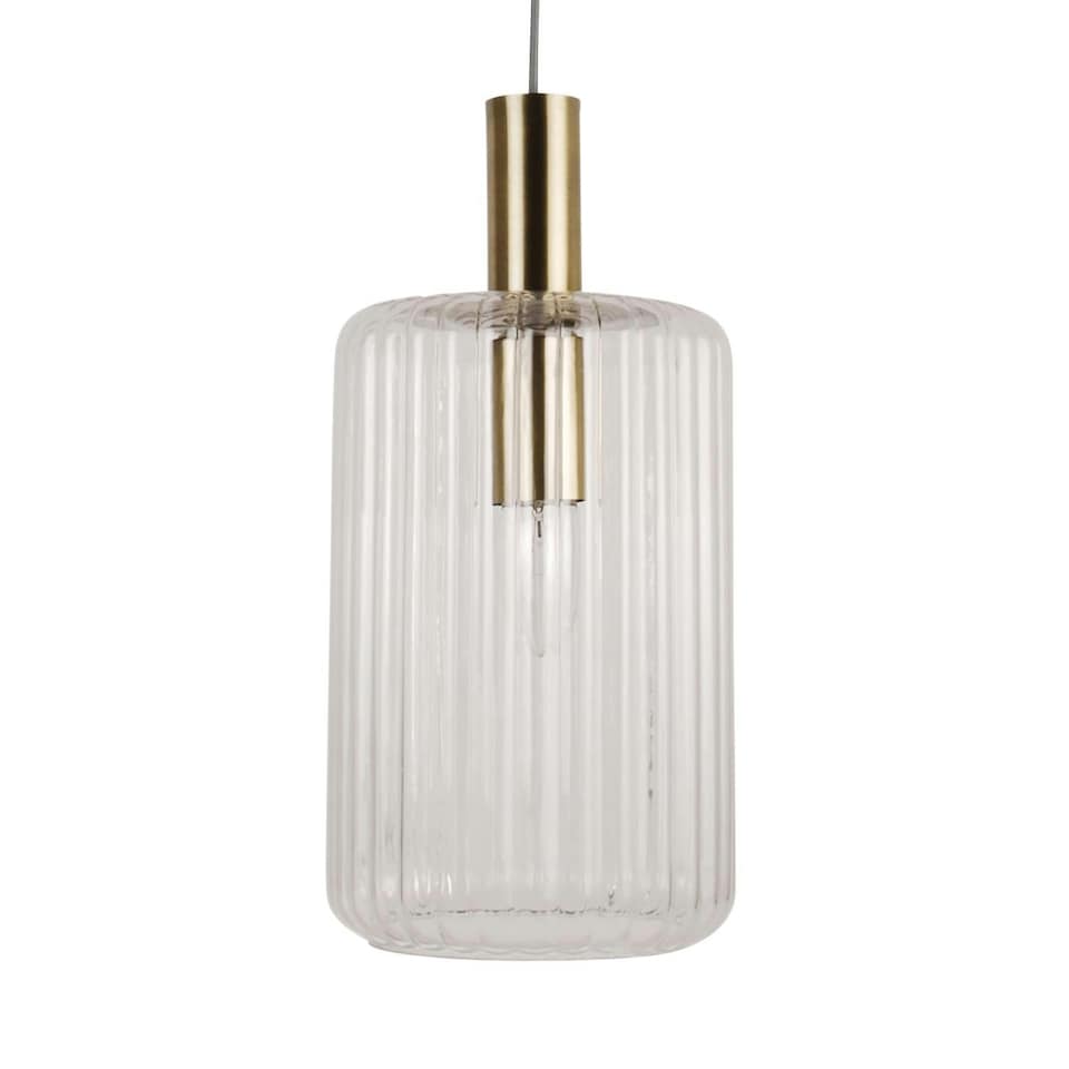 image 1 of First Choice Lighting Set of 2 Fluted Glass Design Pendant Fitting Finished with Clear Glass and Bronze Effect Colour Bronze | Clear