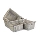 image 1 of Set of 4 Antique Wash Wooden Handled Wicker Storage Basket | Grey | Grey | Not provided