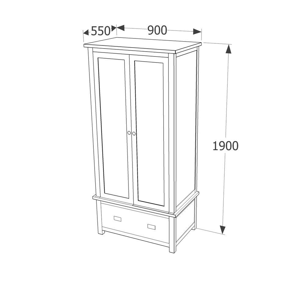 image 1 of Dunkeld Two Door Wardrobe with Midnight Blue and Antique Oak Effect Finish - Drawer and Hanging Storage | Blue | Blue | One Size | 1