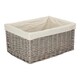 image 2 of Large Grey Wash White Cotton Lined Willow Storage Baskets | Brown | White | L | 1