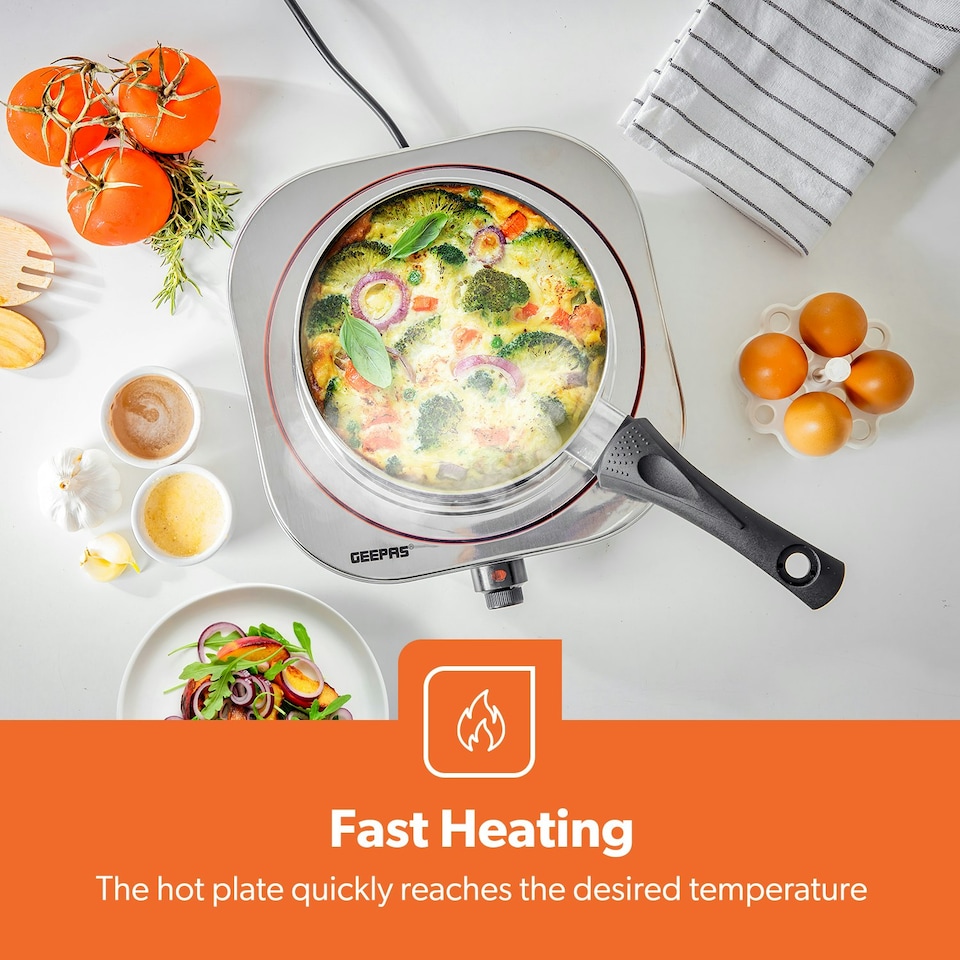 image 1 of GEEPAS 1500W Stainless Steel Single Hot Plate