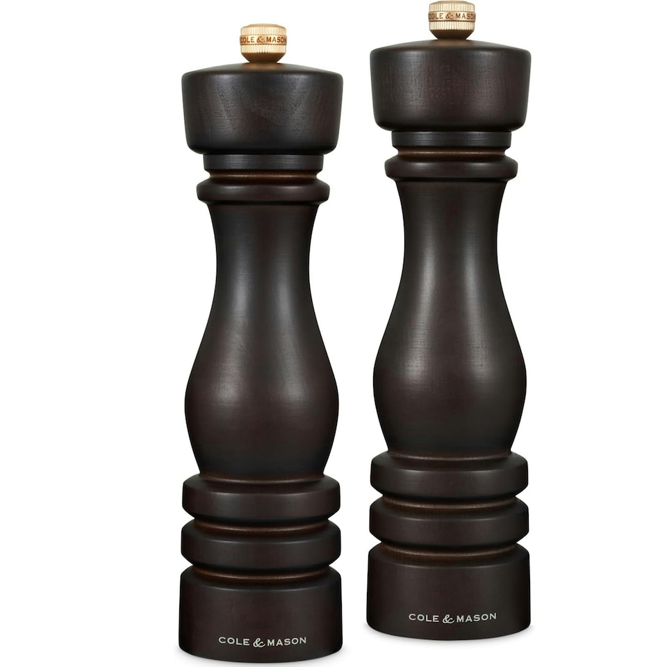 image 1 of Cole & Mason London Chocolate Wood Salt & Pepper Mill Set 220mm