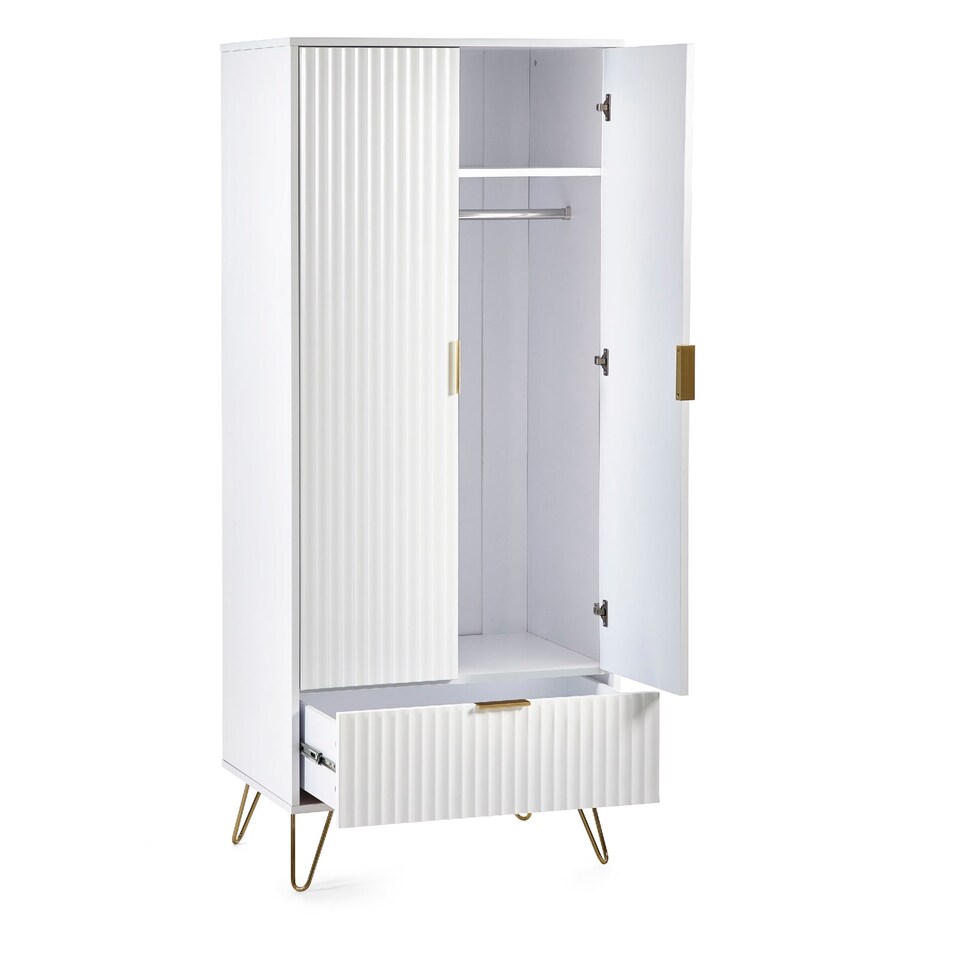 image 1 of Premium Siena 2 Door & 1 Drawer Wardrobe in White