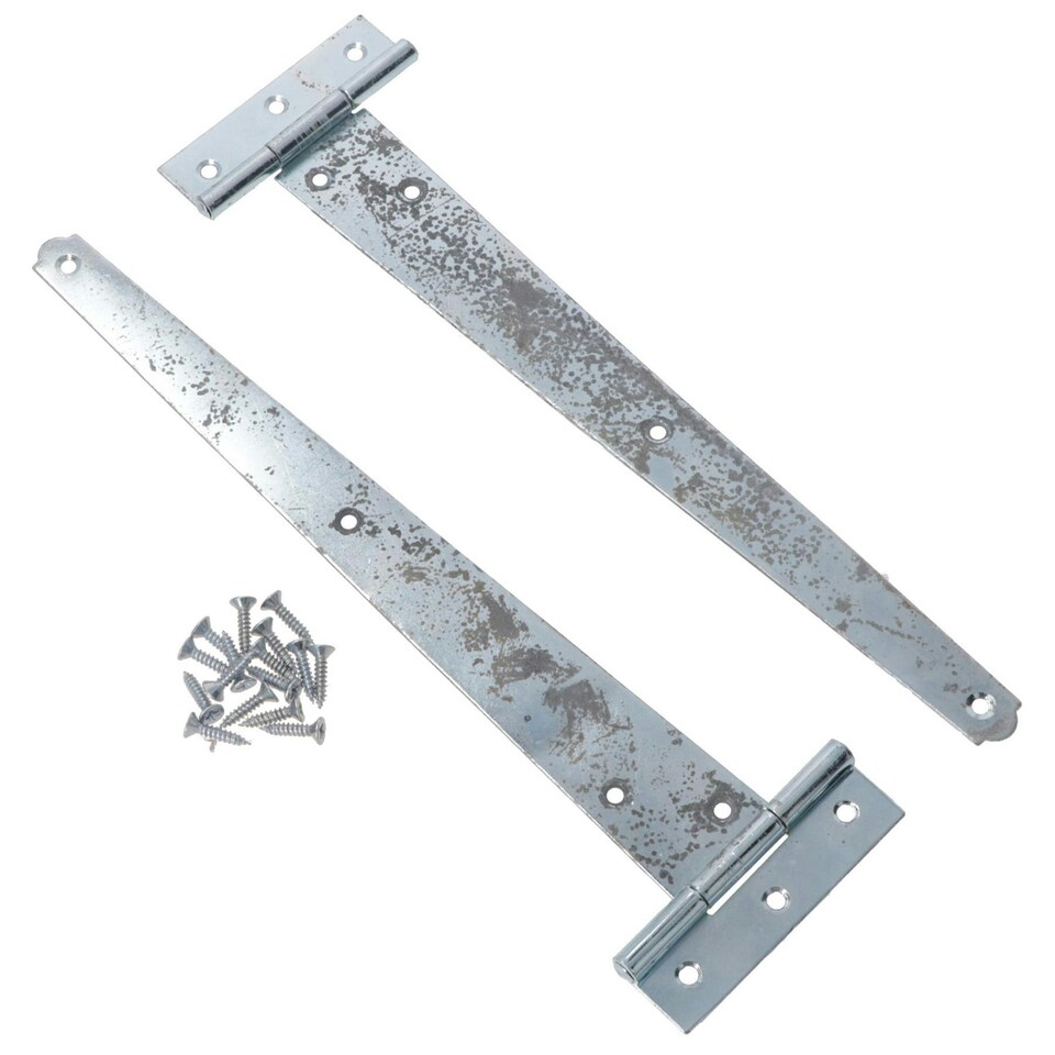 image 1 of 12in / 300mm Heavy Duty T Tee Hinges For Shed + Garden Gates Zinc Plated 4pc Silver
