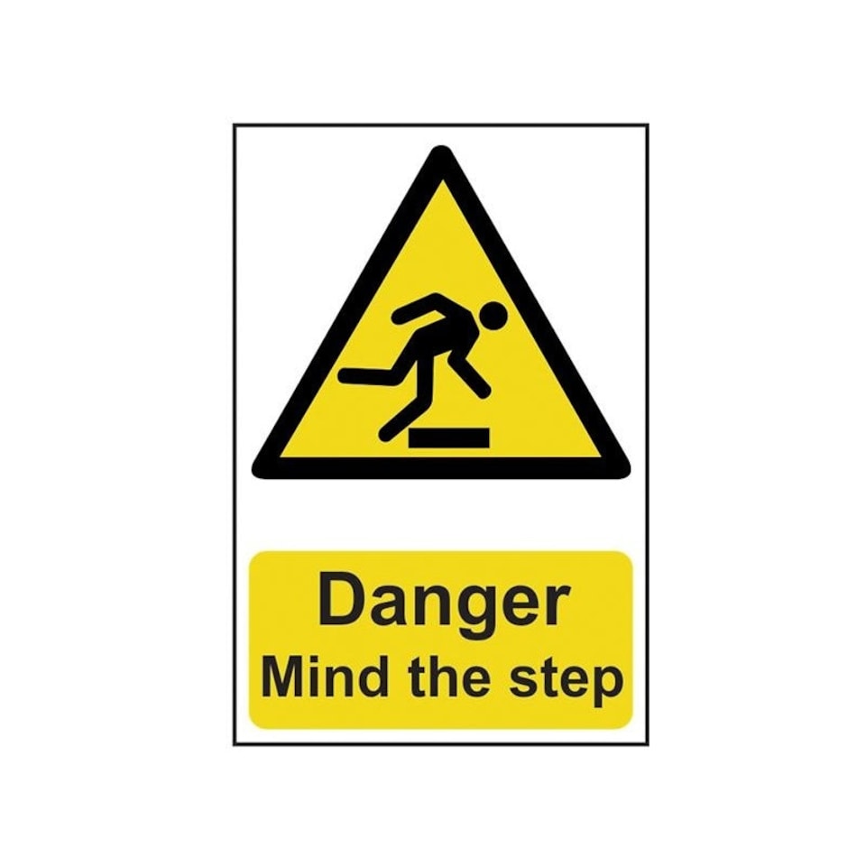 Scan Danger Mind The Step - Pvc Sign 200 X 300mm - Multi Colour - 200 x 300mm