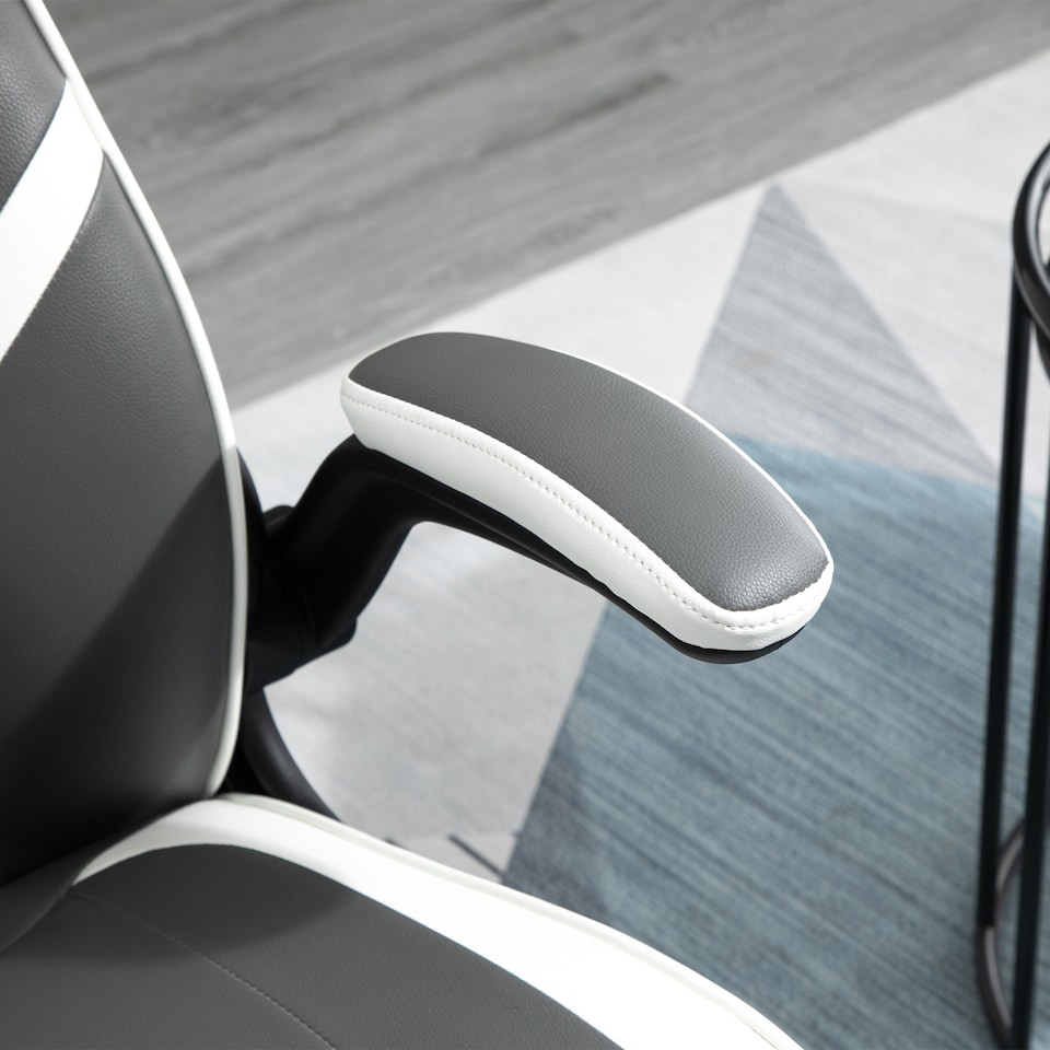 image 1 of Vinsetto Gaming Chair Ergonomic Computer Chair with Adjustable Height Pedestal Base, Home Office Desk Chair PVC Leather Exclusive Swivel Chair Grey