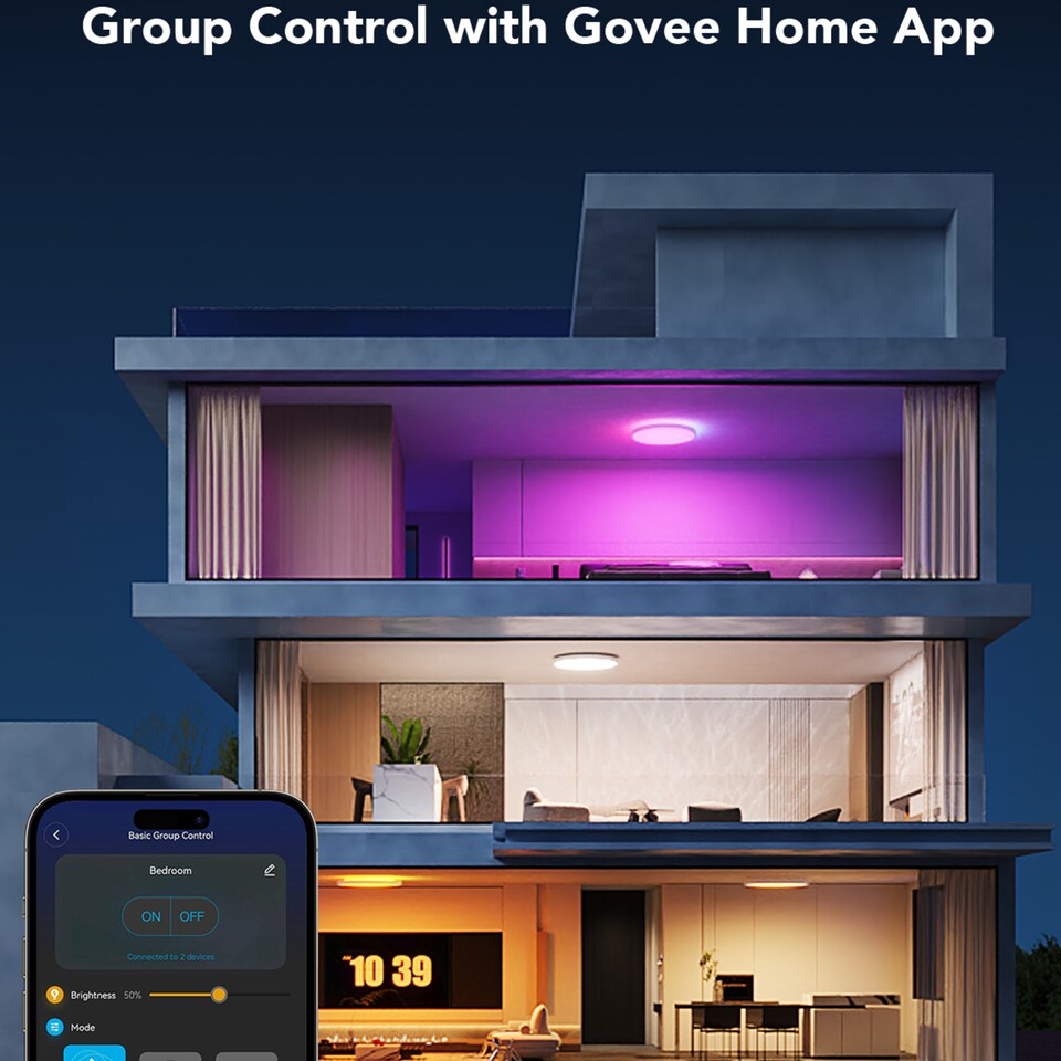 image 1 of Govee Round Smart Ceiling Light 30cm RGBWW + RGBIC