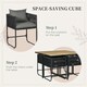 image 7 of Outsunny 4 Seater Rattan Cube Garden Furniture Set, Rattan Dining Set with Cushions, Outdoor Dining Table and Chairs with Rectangular Wood Grain Plastic Top Table for Patio, Balcony, Black
