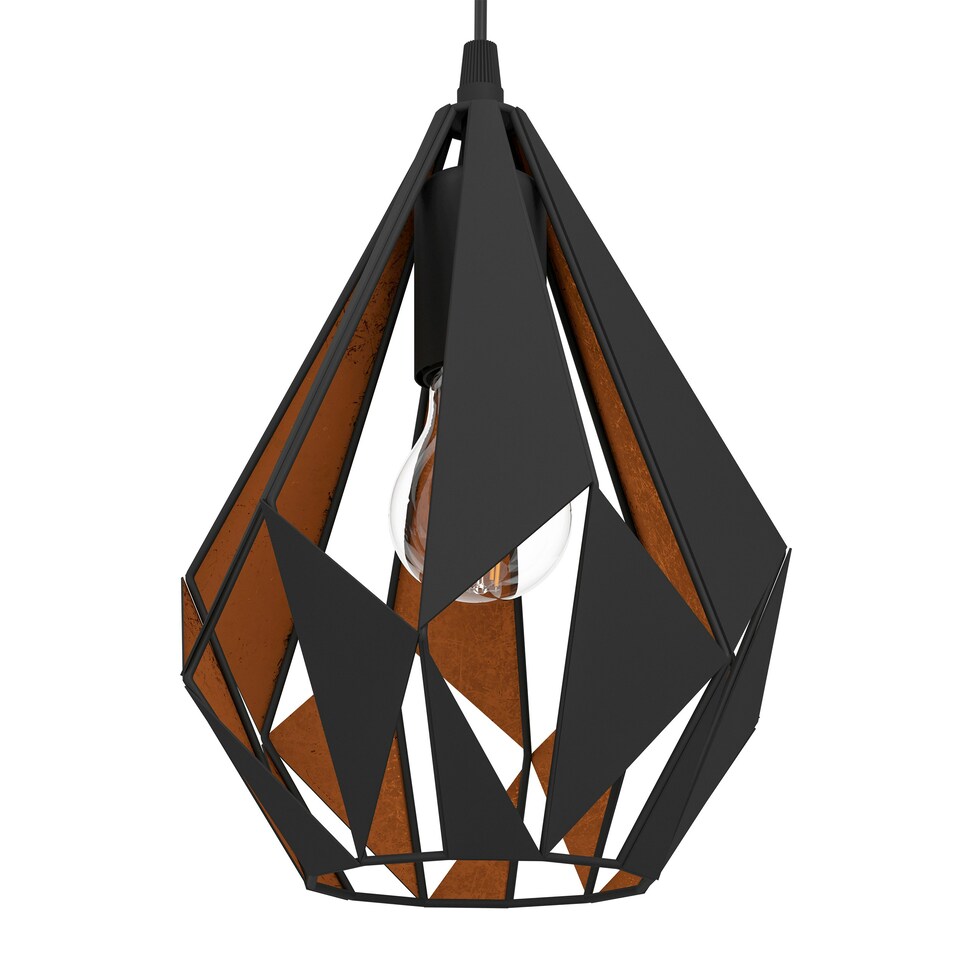 image 1 of EGLO Carlton 1 Vintage Industrial 3 Pendant Light WBS Black