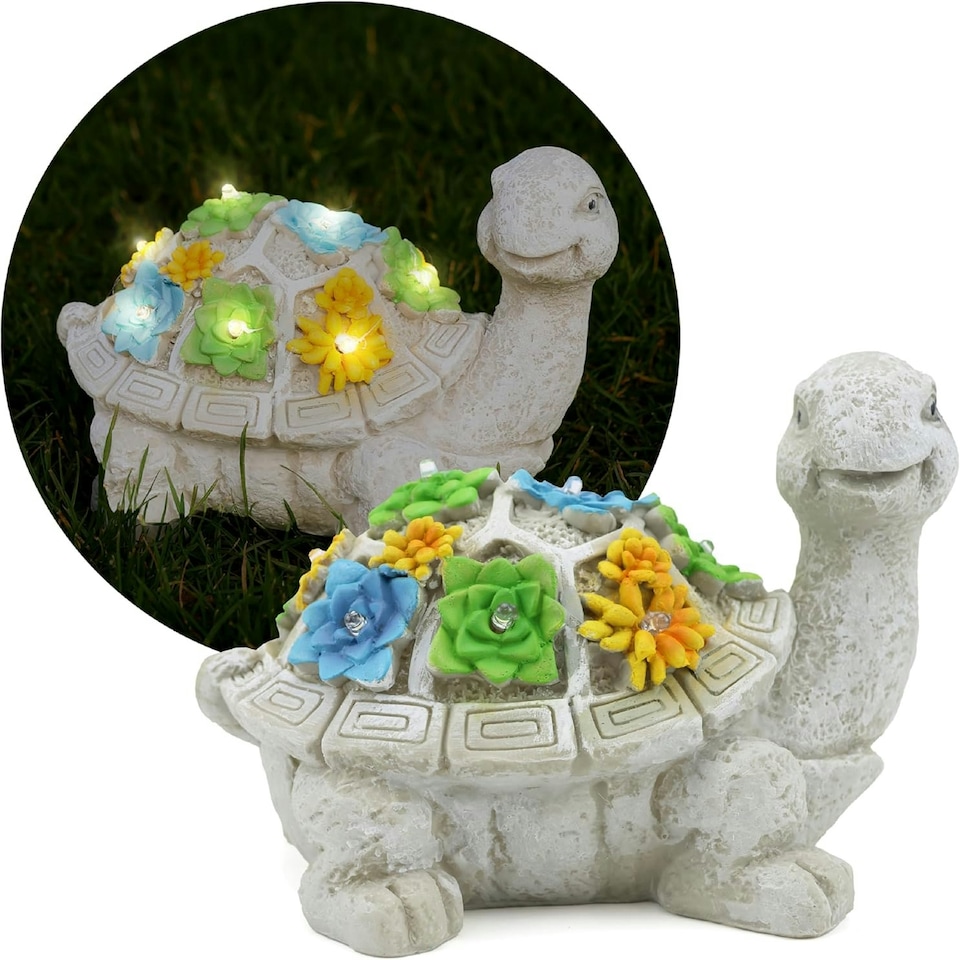image 1 of Pack of 6 Solar Turtle Garden Ornament Grey | One Size