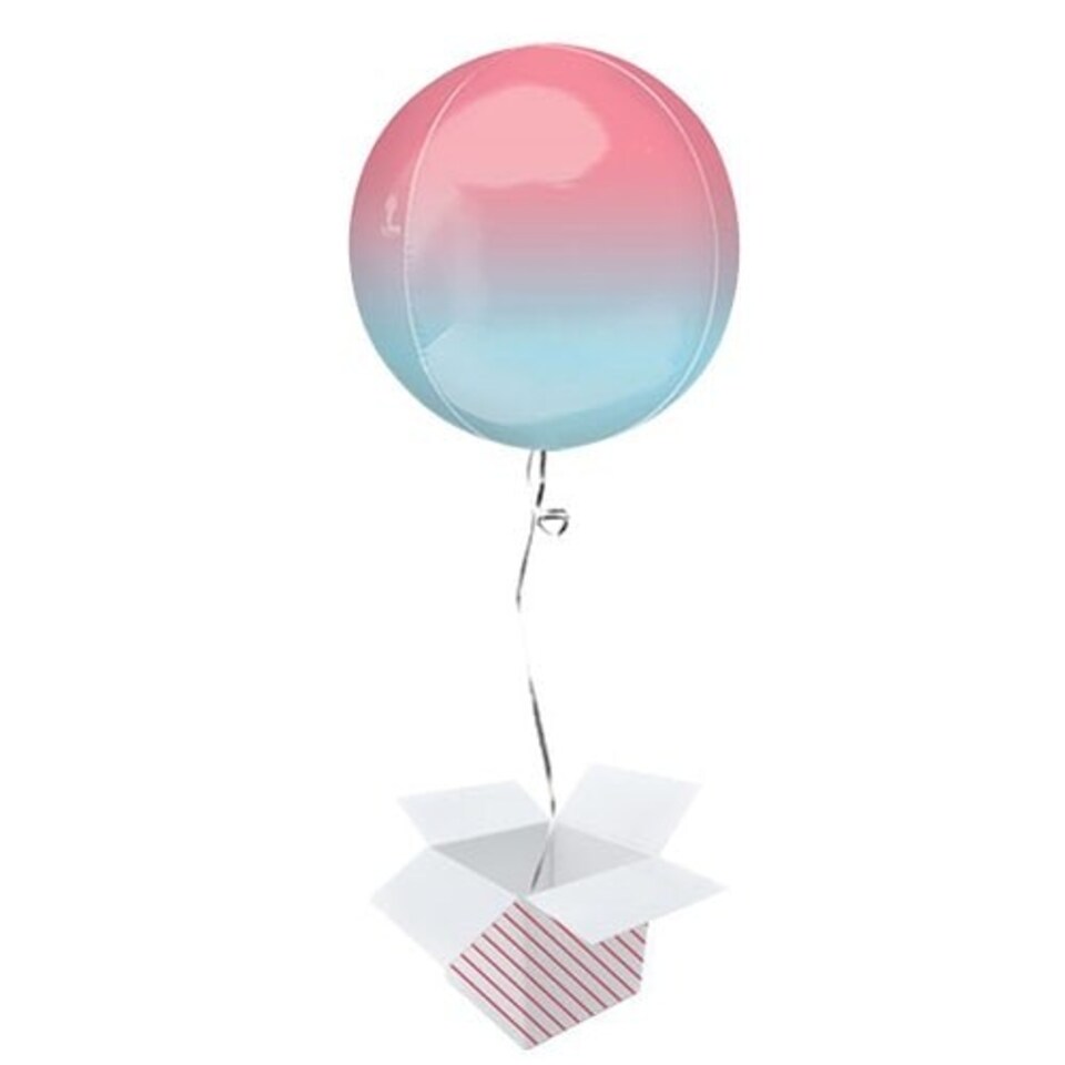 Ombre Red And Blue Orbz Foil Helium Balloon - Inflated Balloon in a Box
