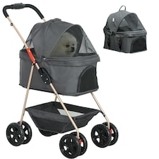 PawHut 3-in-1 Pet stroller with Detachable Carrier for Mini Dogs, Grey