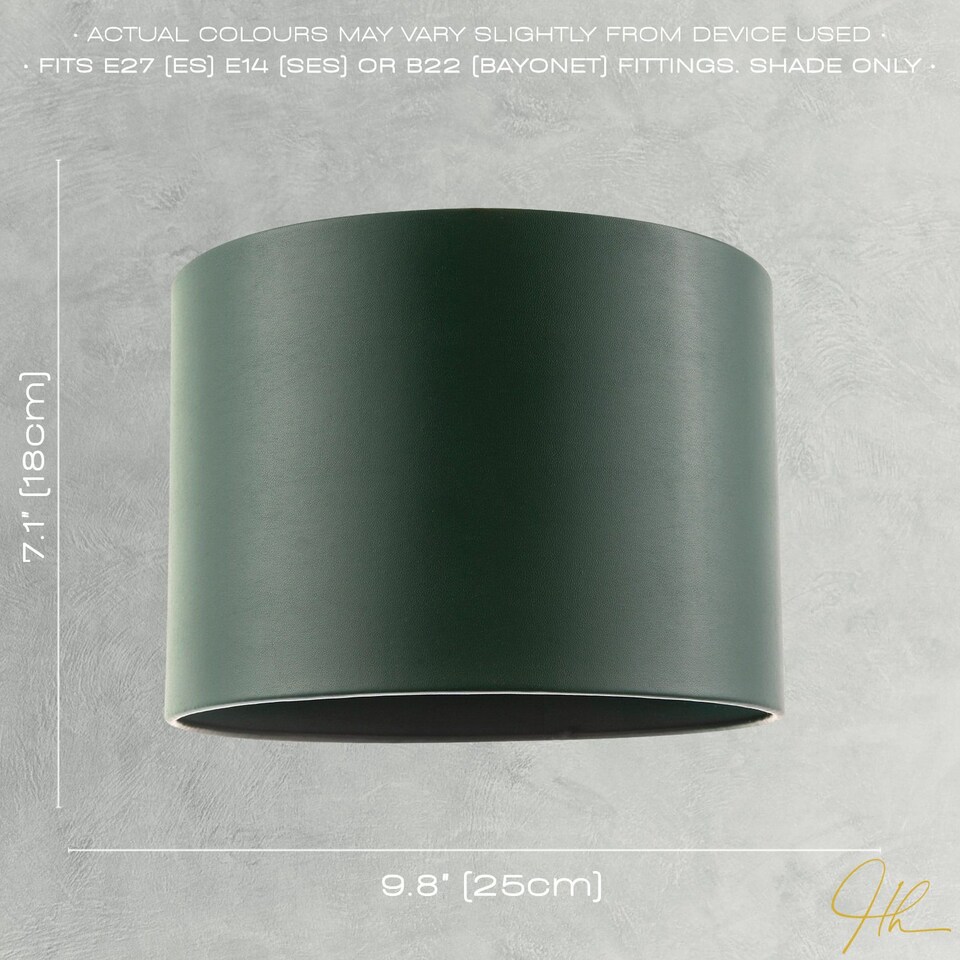 image 1 of Classic Forest Green Faux Leather Lamp Shade with Inner Cotton Lining | Green | Forest Green | 1