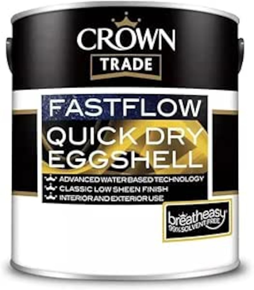 Crown Fastflow Quick Dry Eggshell Paint - White - 1L