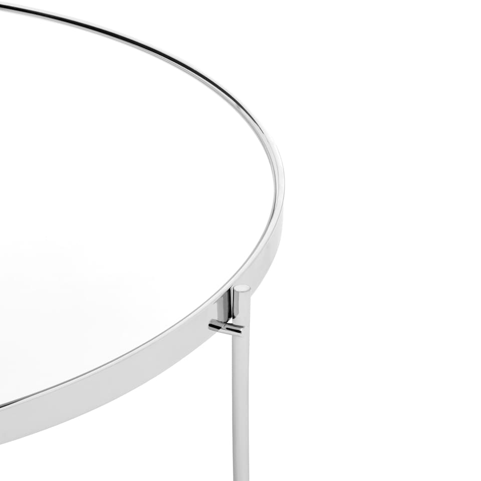 image 1 of Polished Large Silver Mirror Side Table,Round Table With Mirror Glass Top,Chrome Lattice Base Lounge Sofa