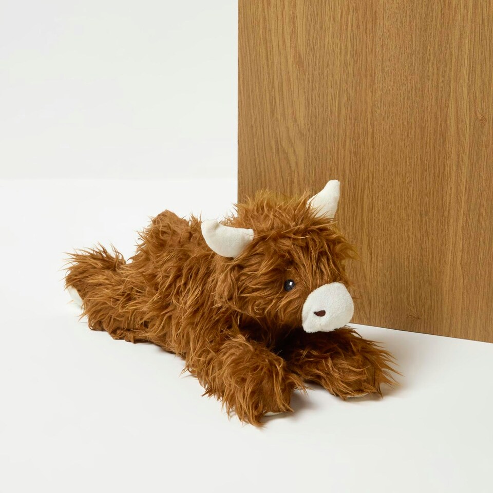 image 1 of Homescapes Luxury Fabric Highland Cow Doorstop Set of 2