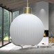 image 4 of Betchley - White Ribbed Glass Globe with Satin Brass Pendant Fitting | White | White | 1