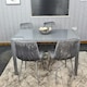 image 2 of Dining Table and 4 Grey Velvet  Chairs Grey  Glass Table 4 Velvet Chairs  Dining Room Furniture | Grey | 5