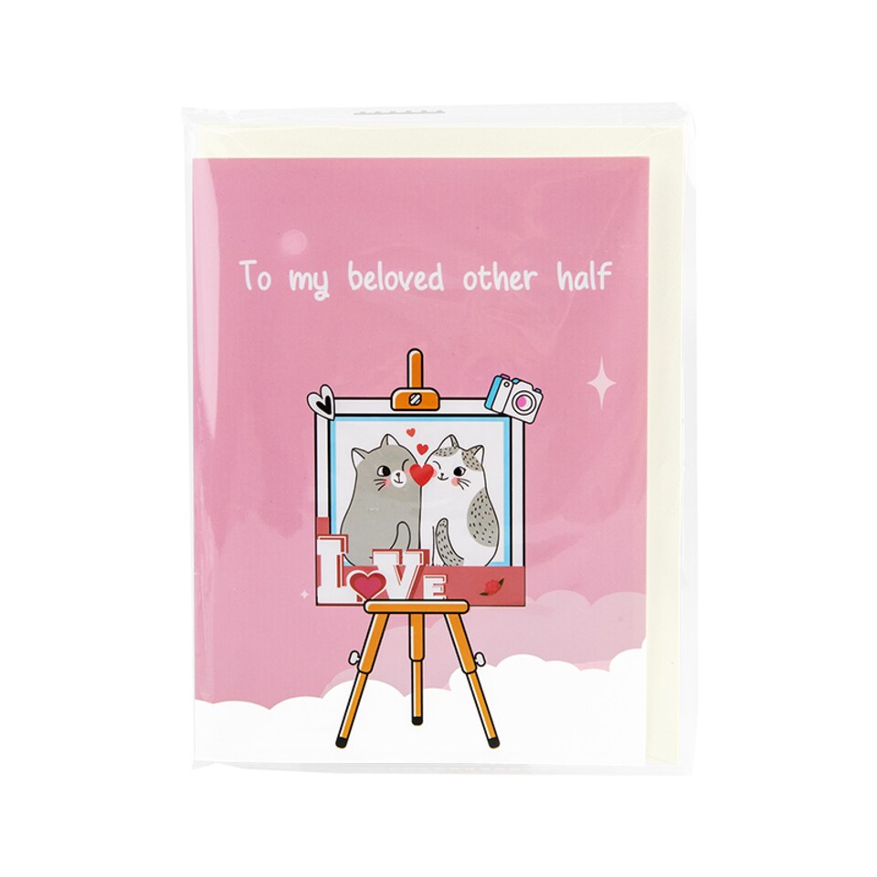 image 1 of Romantic Cats in Heart Frame LOVE Design 3D Pop Up Greeting Card