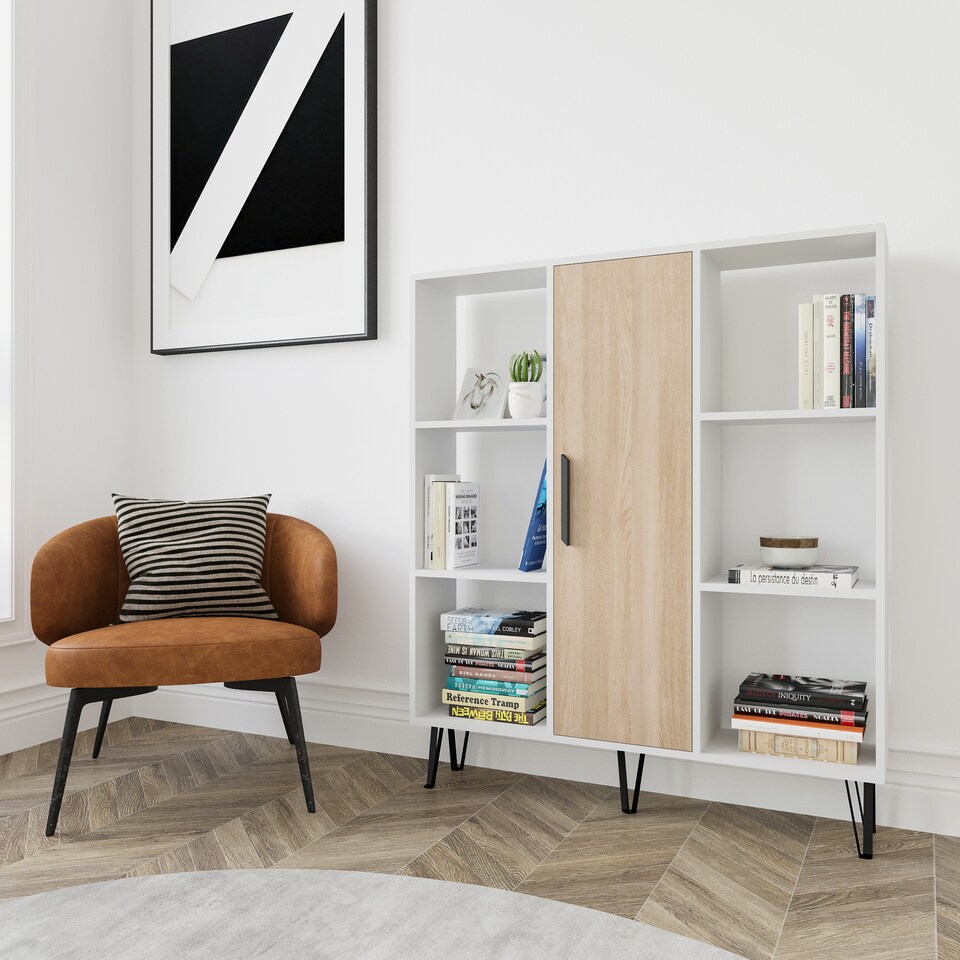 image 1 of Decorotika Peoria 6 Shelves and a Cabinet Bookcase