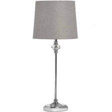 Florence Chrome Table Lamp - Glass/Metal - L20 x W20 x H52 cm - Cream/Grey/Silver Silver