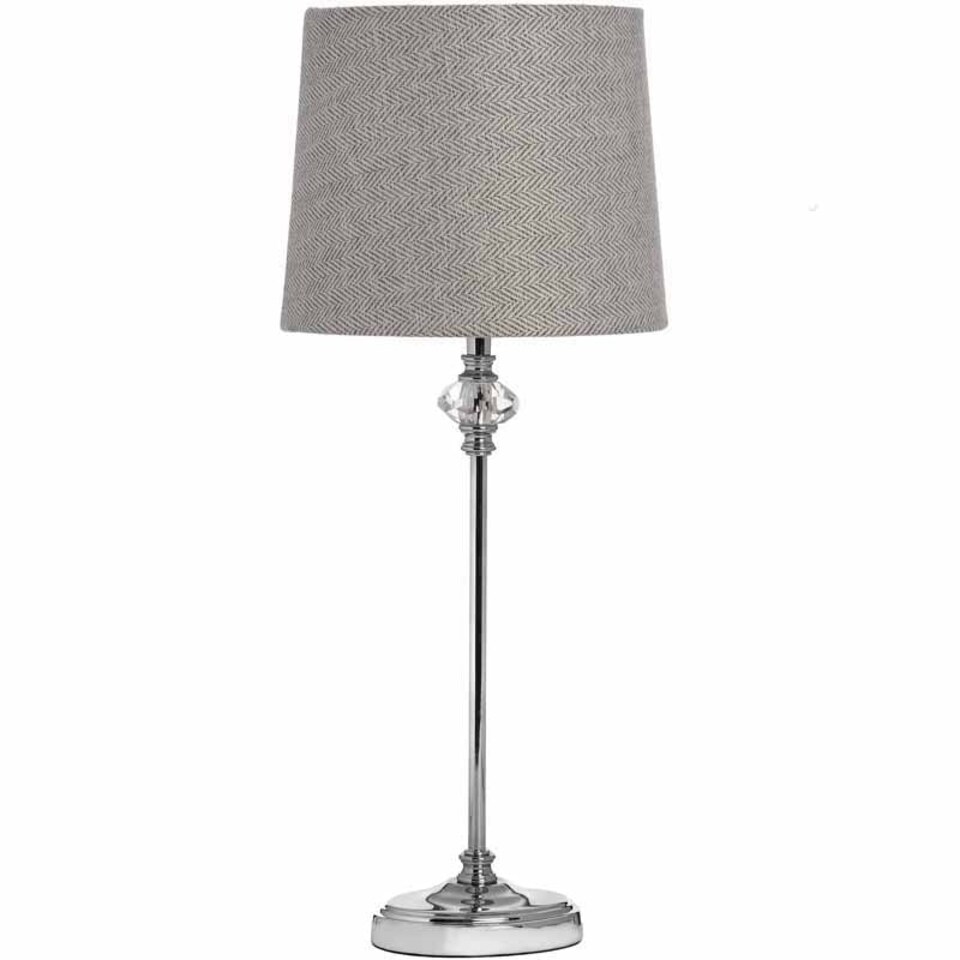 image 1 of Florence Chrome Table Lamp - Glass/Metal - L20 x W20 x H52 cm - Cream/Grey/Silver Silver