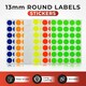 image 2 of Pack of 140 Assorted Colour 13mm Round Labels - Stickers