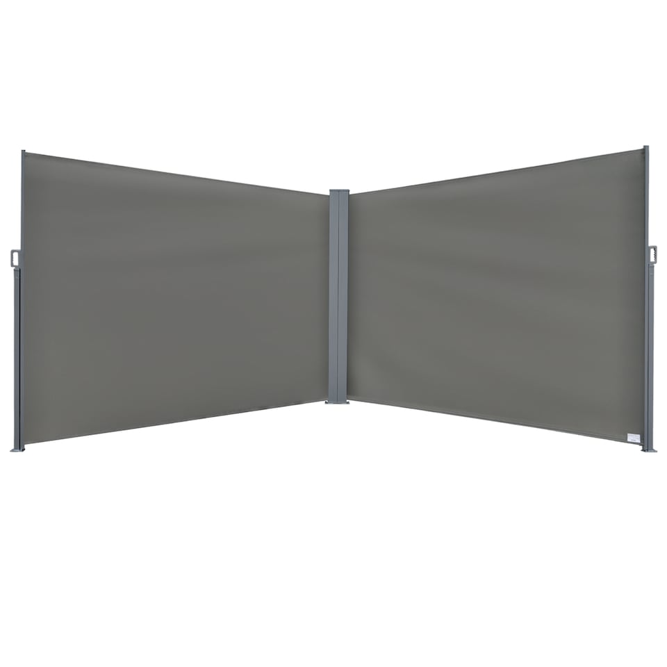 image 1 of Outsunny 6 x 2m Retractable Sun Side Awning Screen Fence Patio Garden Wall Balcony Screening Panel Outdoor Blind Privacy Divider – Grey
