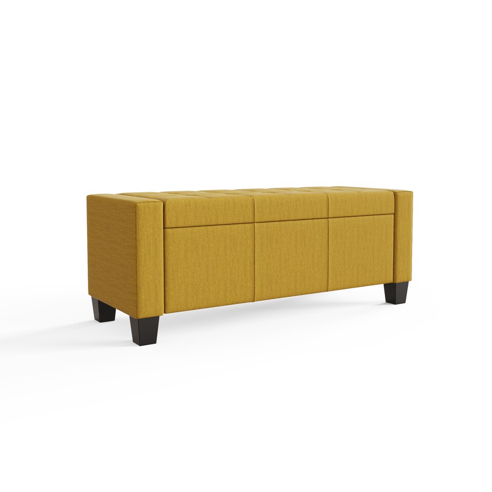 image 1 of Verona Ottoman Storage Bench | Yellow | Mustard