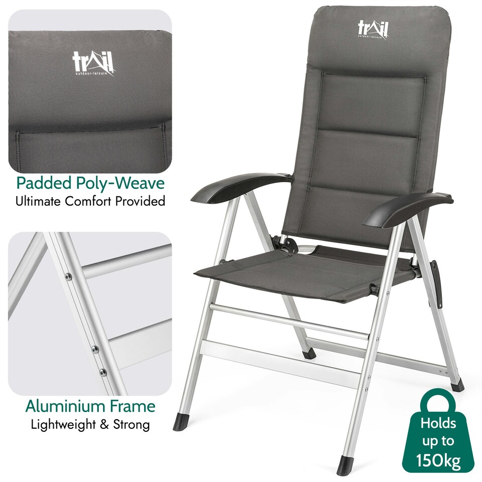 image 1 of Reclining Camping Chair - Grey
