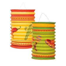 Assorted Fiesta Hanging Paper Lanterns 16cm - Pack of 2
