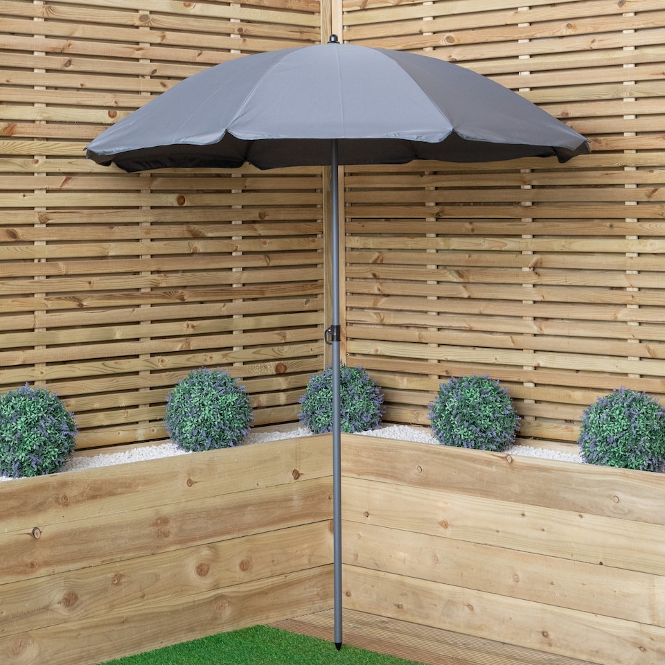 image 1 of 1.7m Outdoor Garden Patio Parasol Sun Shade in Grey