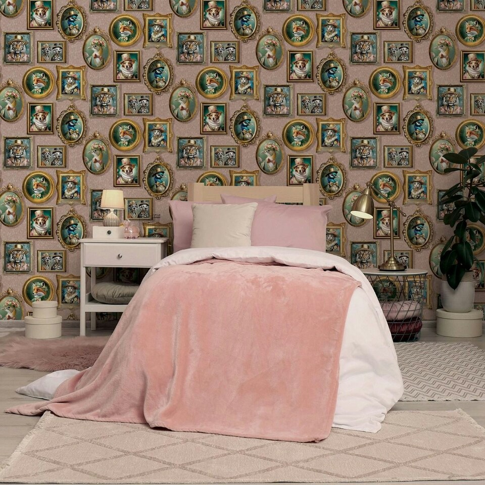image 1 of Holden Décor Regal Beasts Wallpaper - Green/Multicoloured - 10m x 53cm Green