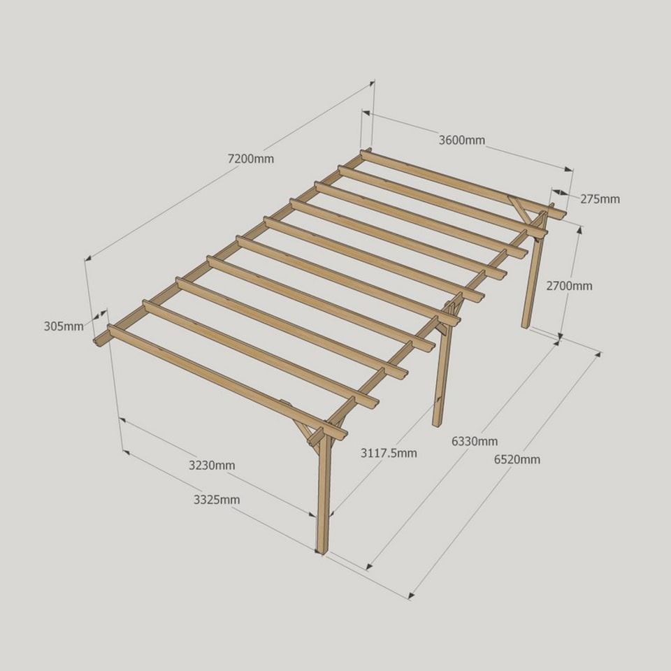 image 1 of Wall Mounted Garden Pergola 3 Posts - Wood - L360 x W720 x H270 cm - Light Green