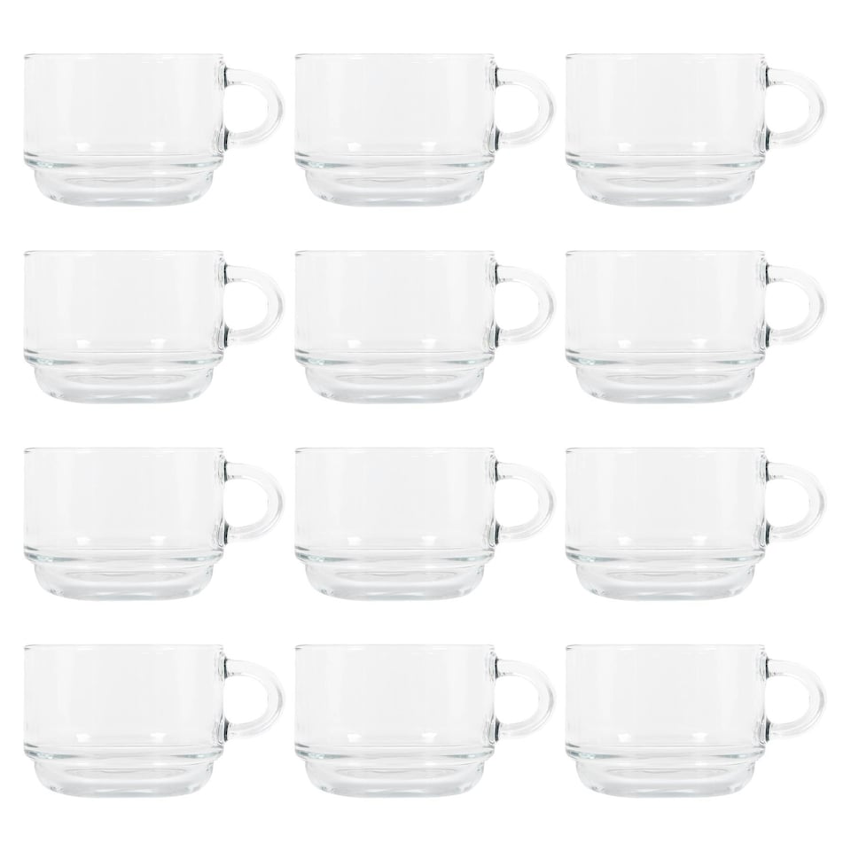 image 1 of LAV Cozy Stacking Glass Coffee Cups - 270ml - Pack of 12 Clear