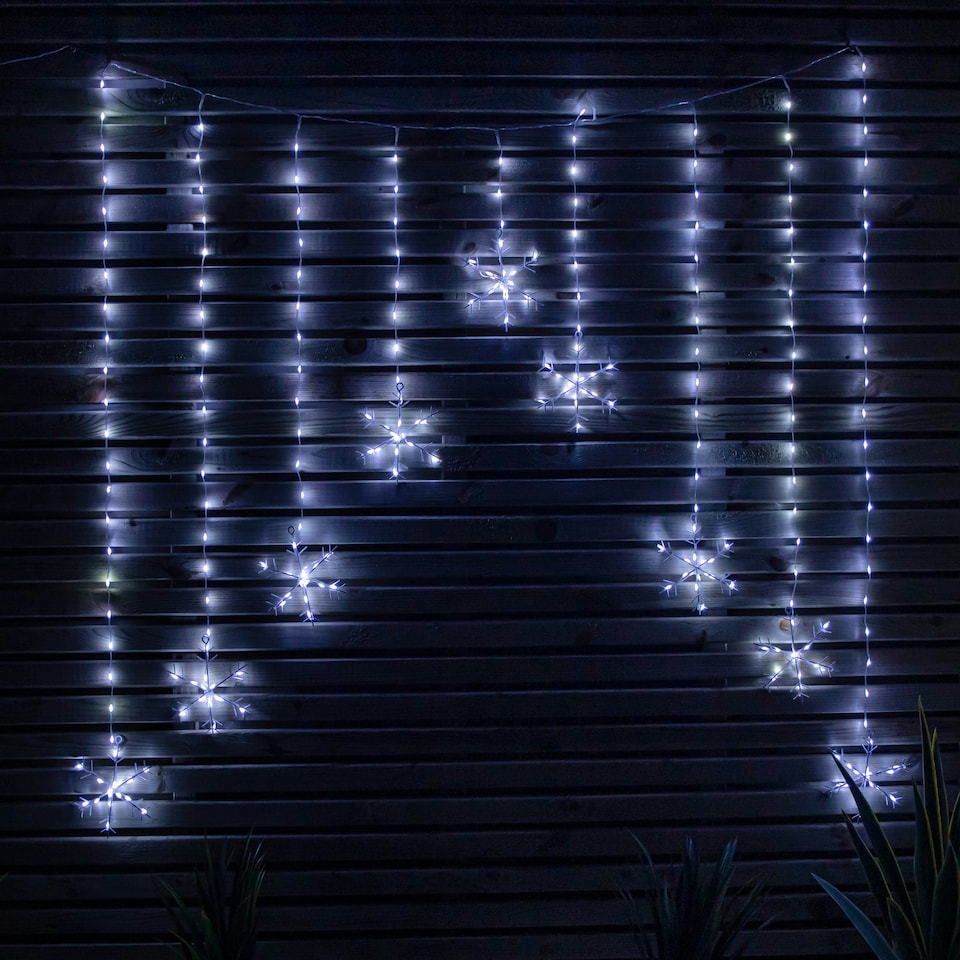 image 1 of 1.2m x 1.2m FlexiBrights Christmas Snowflake Curtain Lights with 267 White LEDs