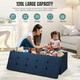 image 6 of COSTWAY Folding Storage Ottoman Bench Tufted Seat Blue Blue