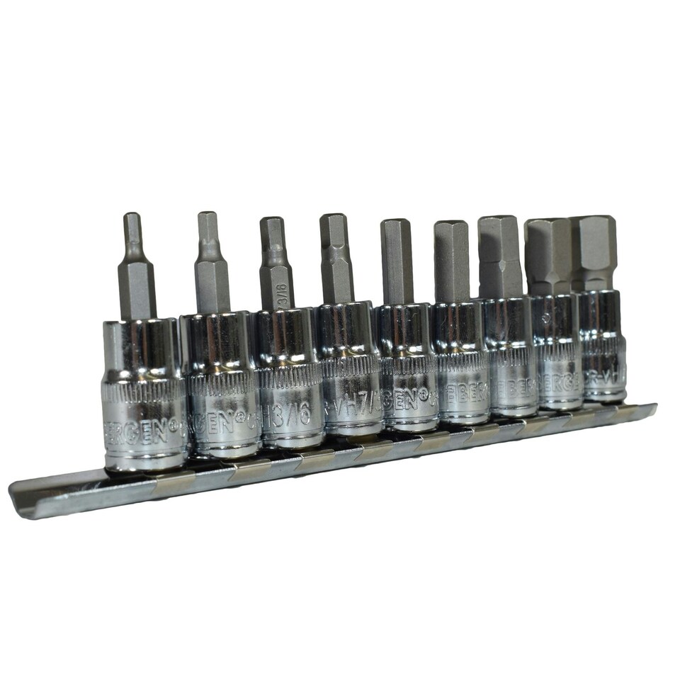 image 1 of AF Imperial SAE Allen Allan Hex Key Bit Sockets 3/8" Drive 1/8" - 1/2" 9pc Set