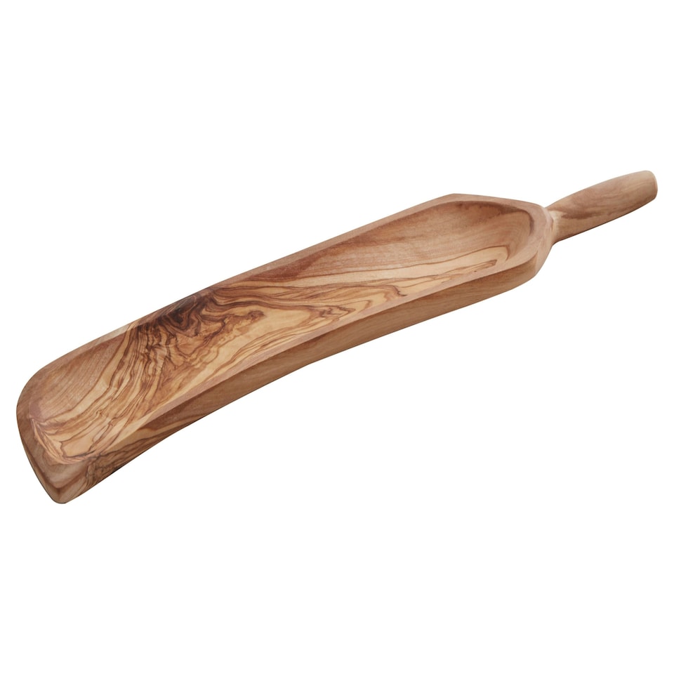 image 1 of Interiors By Premier Olive Wood Curved Paddle Serving Board, Durable Wooden Serving Board with Ergonomic Handle Cream