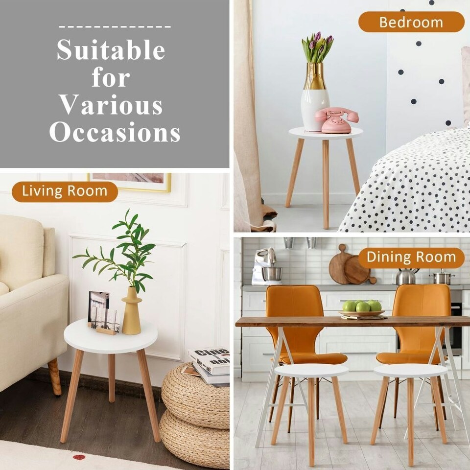 image 1 of COSTWAY Round Coffee End Table Sofa Side Table Furniture White