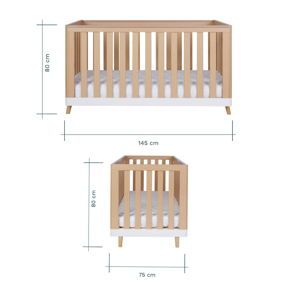 image 1 of Tutti Bambini Hygge Cot Bed - White/Light Oak