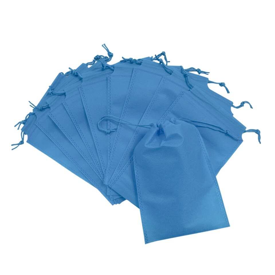 image 1 of Pack of 25 Light Blue Coloured 35x25cm Non-Woven Drawstring Bags | Blue