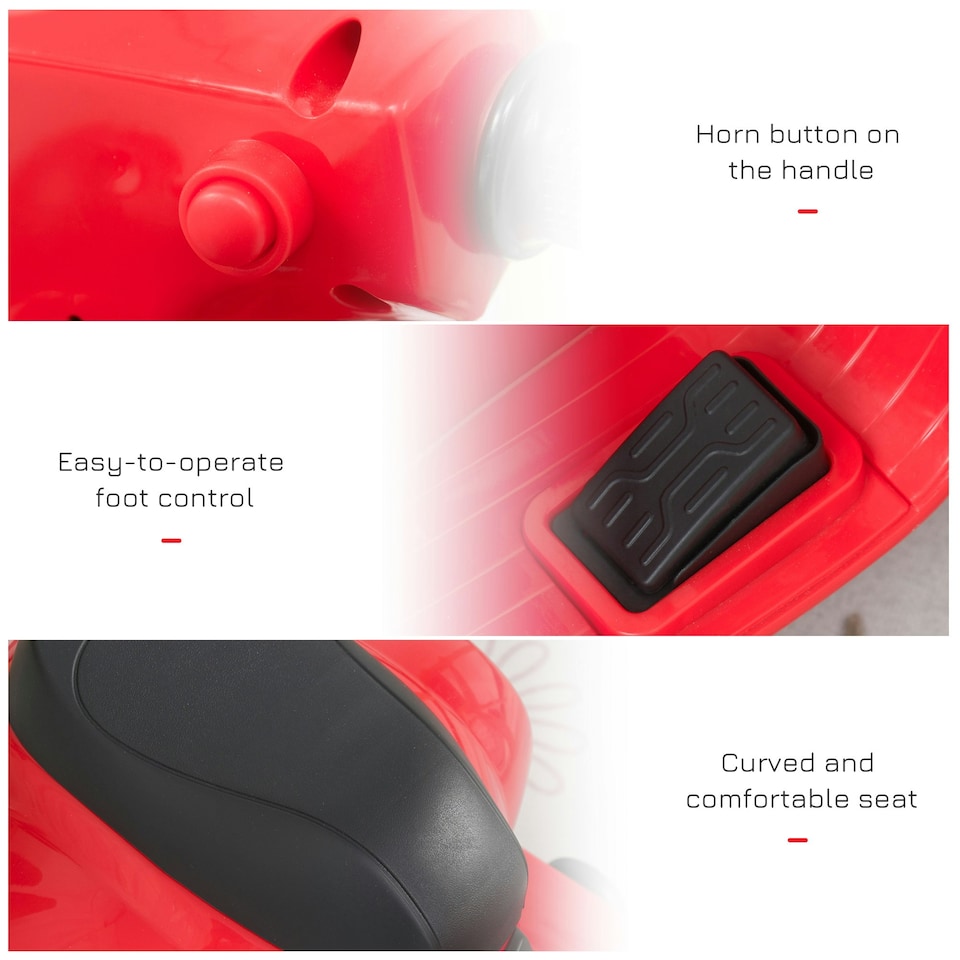 image 1 of HOMCOM Vespa Licensed Kids Ride On Motorcycle 6V Battery Powered Electric Toys