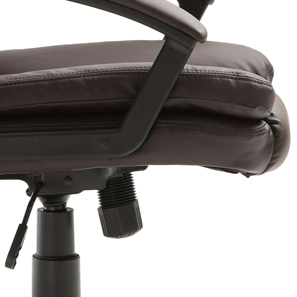 image 1 of HOMCOM Swivel Executive Office Chair Mid Back PU Leather Chair w/ Arm, Brown