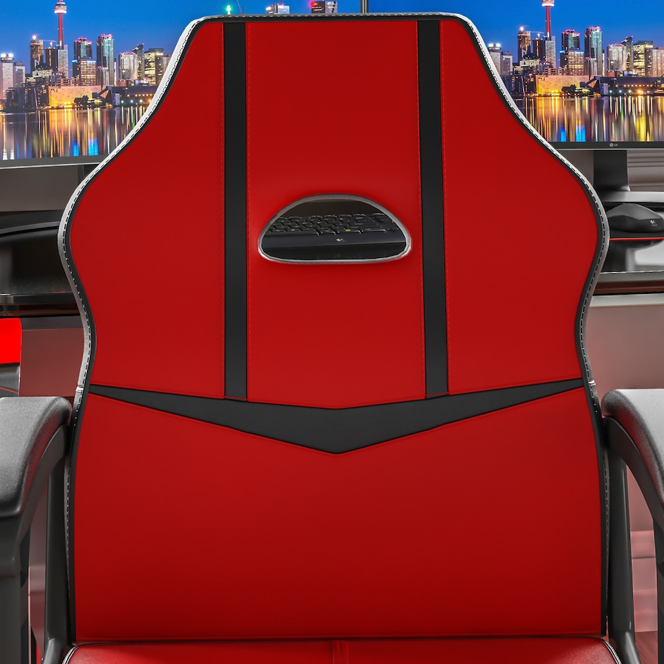 image 1 of Vida Designs Comet Racing Gaming Office Chair Computer Desk Table Chair, Red & Black