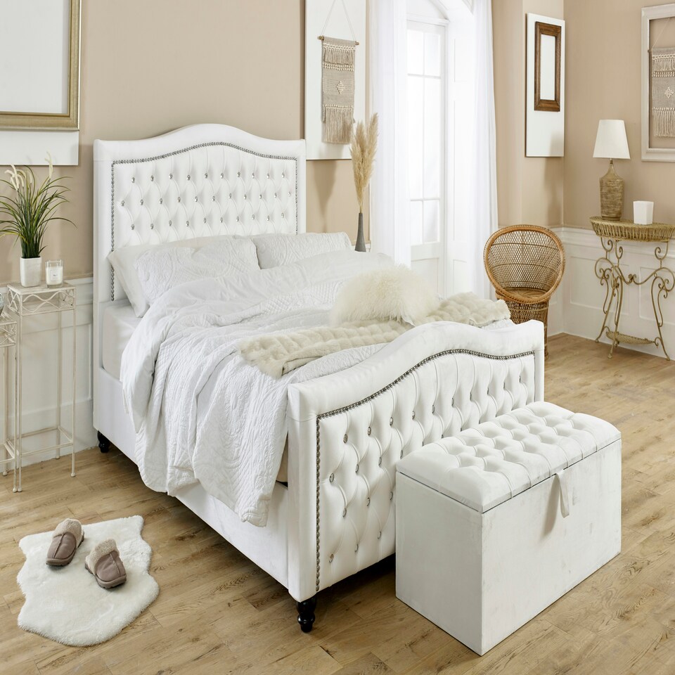 image 1 of Saturn Plush King Bed Frame - White