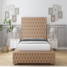 Sloomy Ambassador Latte Dumfries Bed Frame With Mattress With 50" Upholstered Headboard 4'6 Double