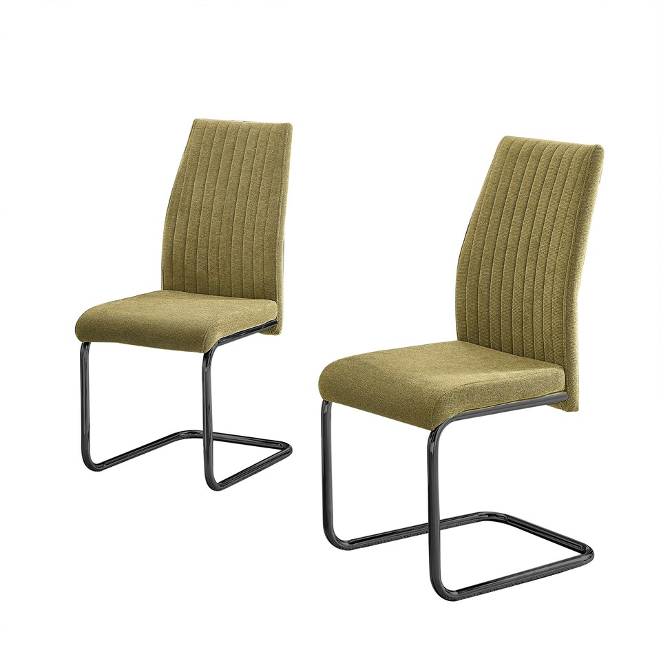 image 1 of Furniturebox Lorenzo 2x Sage Green Fabric Black Leg Dining Chair