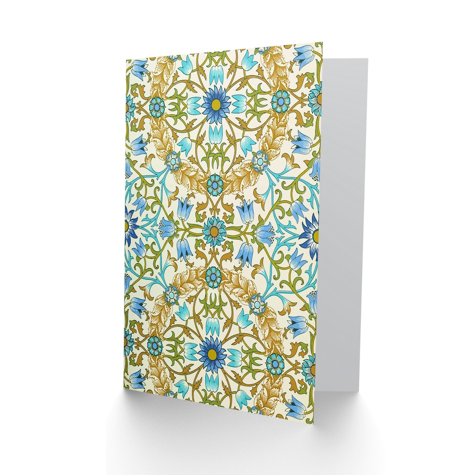 image 1 of William Morris Art Card Blue Floral Vine Pattern