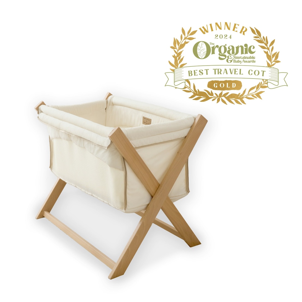 image 1 of Clair de Lune Organic Folding Crib - Cream